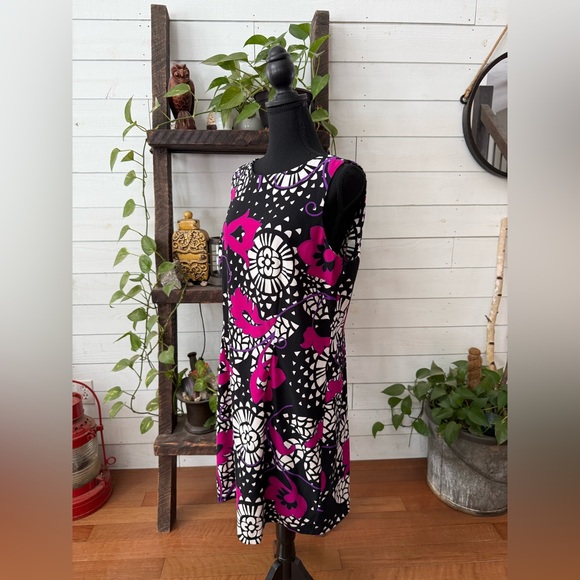 Dress Barn Floral Sleeveless Black, White, Pink and Purple Dress Size 16 - Picture 11 of 17